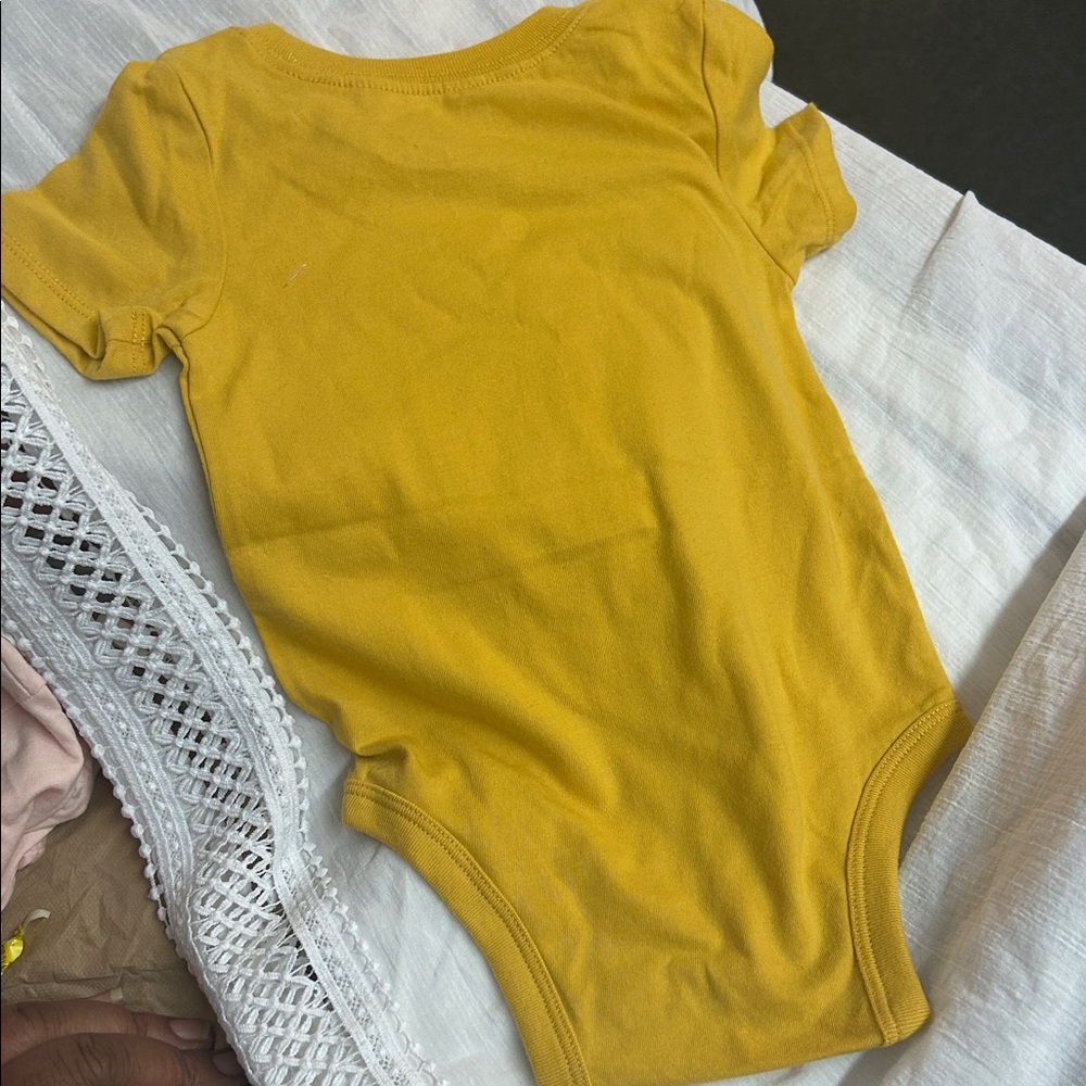 Okie Dokie Mustard Dog Print Bodysuit - Picture 4 of 5